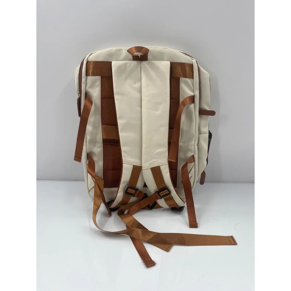 Unbranded Cream Brown Expandable Laptop Travel Backpack USB Port 17in